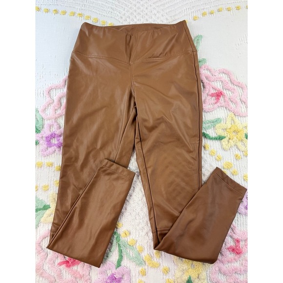 a new day Pants - A New Day Faux‎ Leather Leggings Cognac Brown High Rise Pants XS RN17730